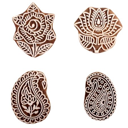 Set of 4 Piece New Mix Wooden Printing Block